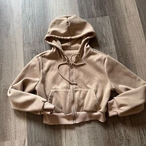 Tan cropped  Zip-Up Jacket